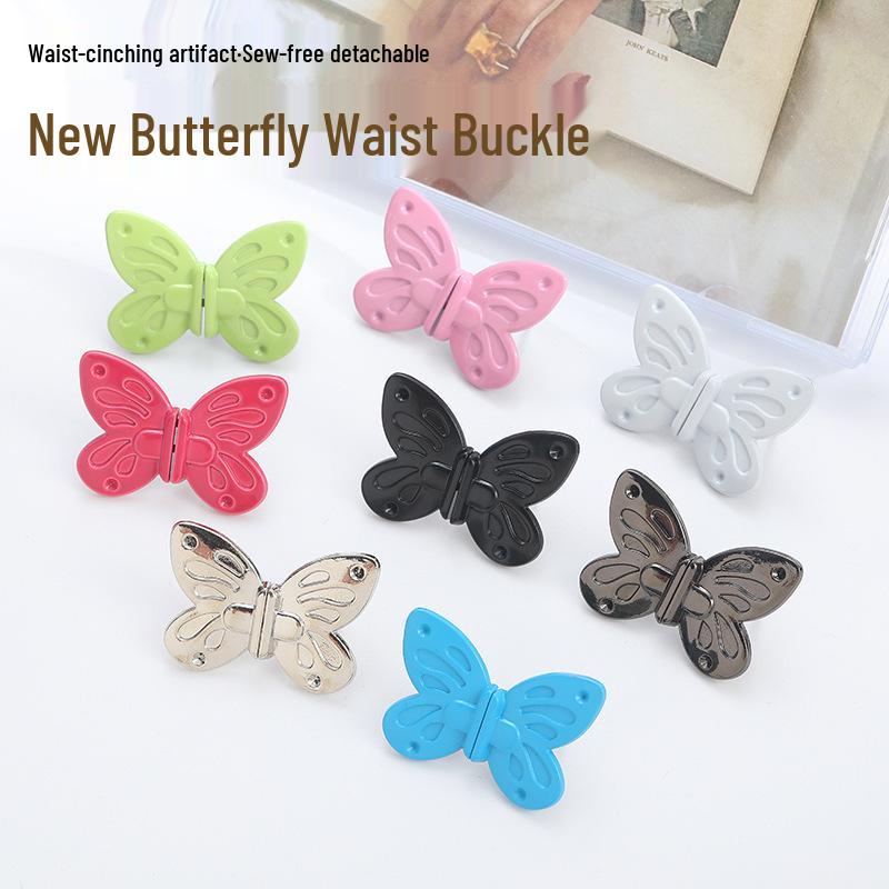 Adjustable Butterfly Waist Tightener for Jeans - Detachable Buckle for Large Waistbands