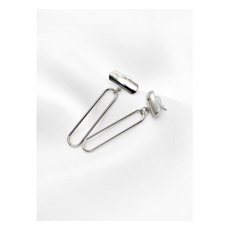 

Women s Surgical Steel Long Round Wedding Guest Look Earrings A20310_Silver