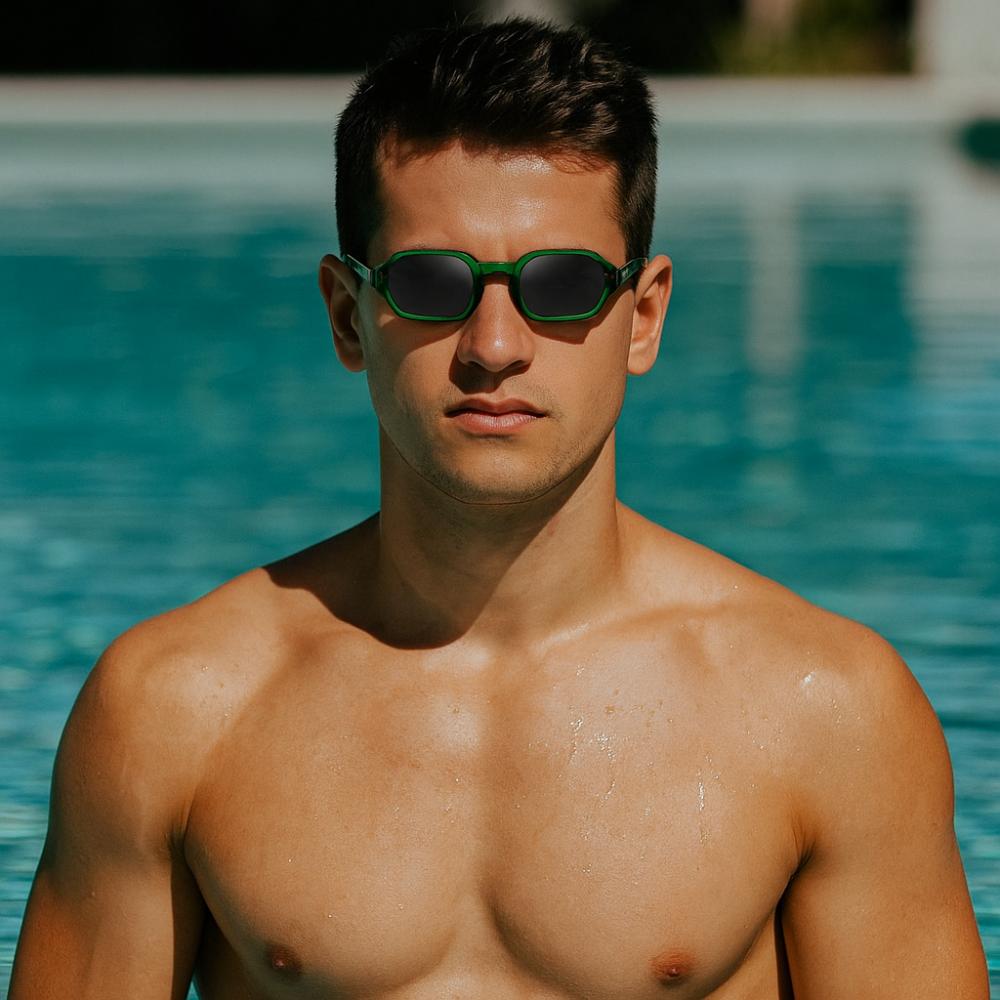 Lightweight Polygonal Sunglasses Blue-light-blocking Men UV400 Eyewear Travel