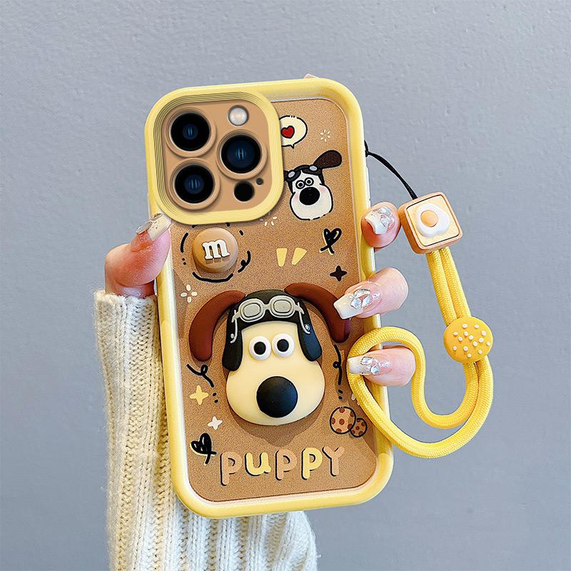 KEYSION Shockproof Case for iPhone 13 Pro Max with Lanyard Soft Silicone Cute 3D Cartoon Doll Phone Cover for iPhone 12 11 Pro Max