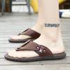 2026 Sommer Strand Herren Flip-Flops Pu-Leder Hausschuhe Männliche Flache Sandalen Outdoor Gummi Zehentrenner Strandschuhe Herren Leder Brandneu