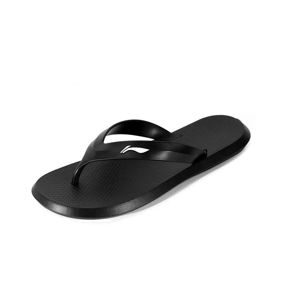 Li-Ning Modne Klapki Plażowe Przeciwzapachowe Przeciwotarciowe Antypoślizgowe Szybkoschnące Antybakteryjne Obuwie Męskie Czarne LNXV956-311