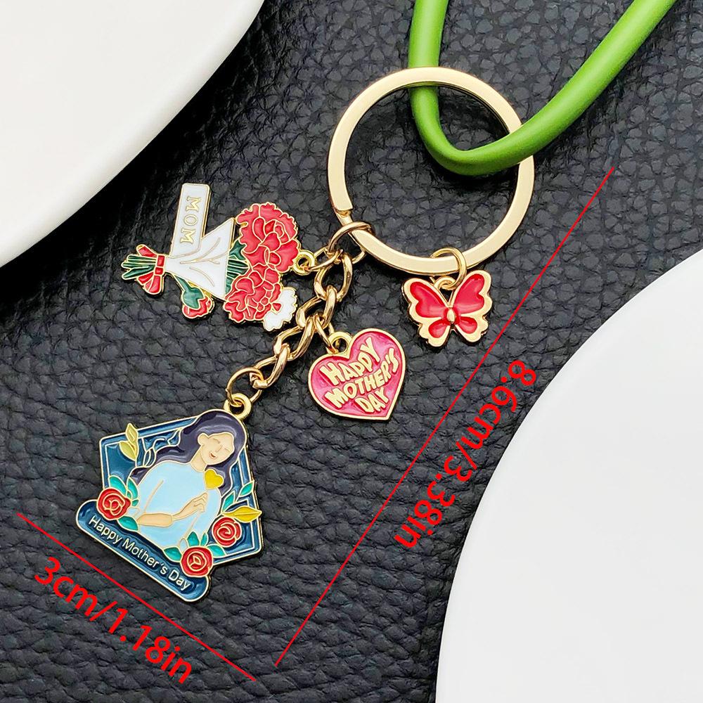Red Tulip Bouquet Oil Drip Keychain - Creative Mother s Day Gift Pendant