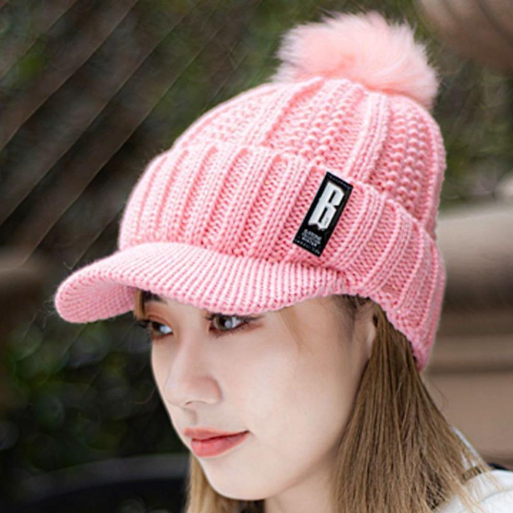 

Keep Warm Knitted Hat Thickened Ear Protection Hat New Winter Cap Women рожевий