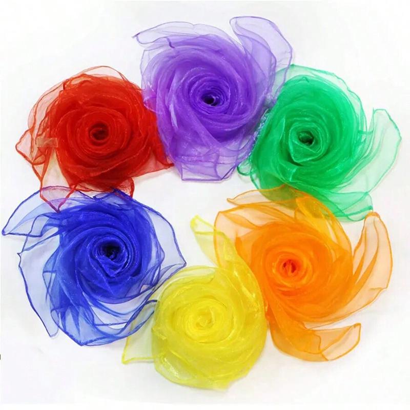 Lenços de Seis Cores Fitas de Ginástica Cognição de Cores Brinquedos de Esportes ao Ar Livre para Crianças Lenços de Dança para Exercício Adereços de Performance TMZ