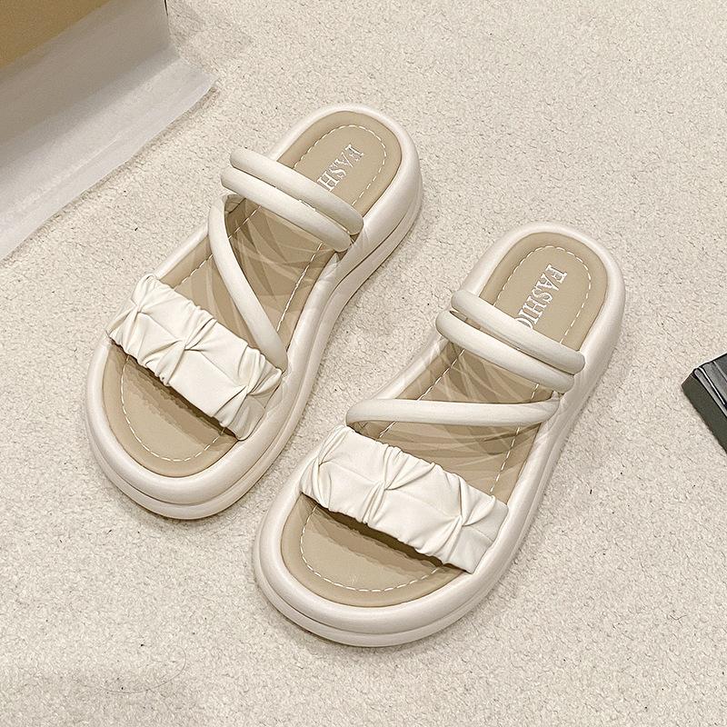 2025 new thick-soled sandals women's shoes summer wear sandals stepping on shit feeling fashion trend comfortable cool slippers women