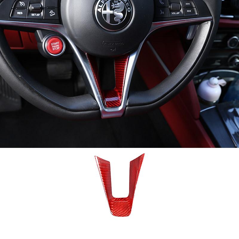 

Real Carbon Fiber For Alfa Romeo Stelvio Giulia 2017-2019 Car Steering Wheel Decorative Frame Sticker Car Interior Accessories