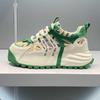 Men's Trendy American Street Style Leather & Cloth Casual Sneakers: Handsome, Low-Key, Elastic Dad Shoes