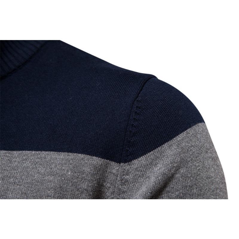 Men’s Zip-Up Stand Collar Pullover Knit Sweater