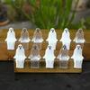 20pcs Sitting Pose Halloween Ghost Decoration Cute Transparent Joy Garden Ghost Ornament Creative Mini Ghost Statue Decorations