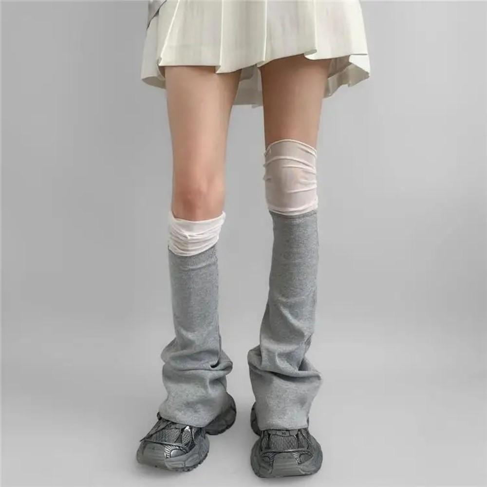 Cotton Patchwork Leg Warmers Long Tube Mid Tube Socks Korean Style Leg Warmers  Ballet Style