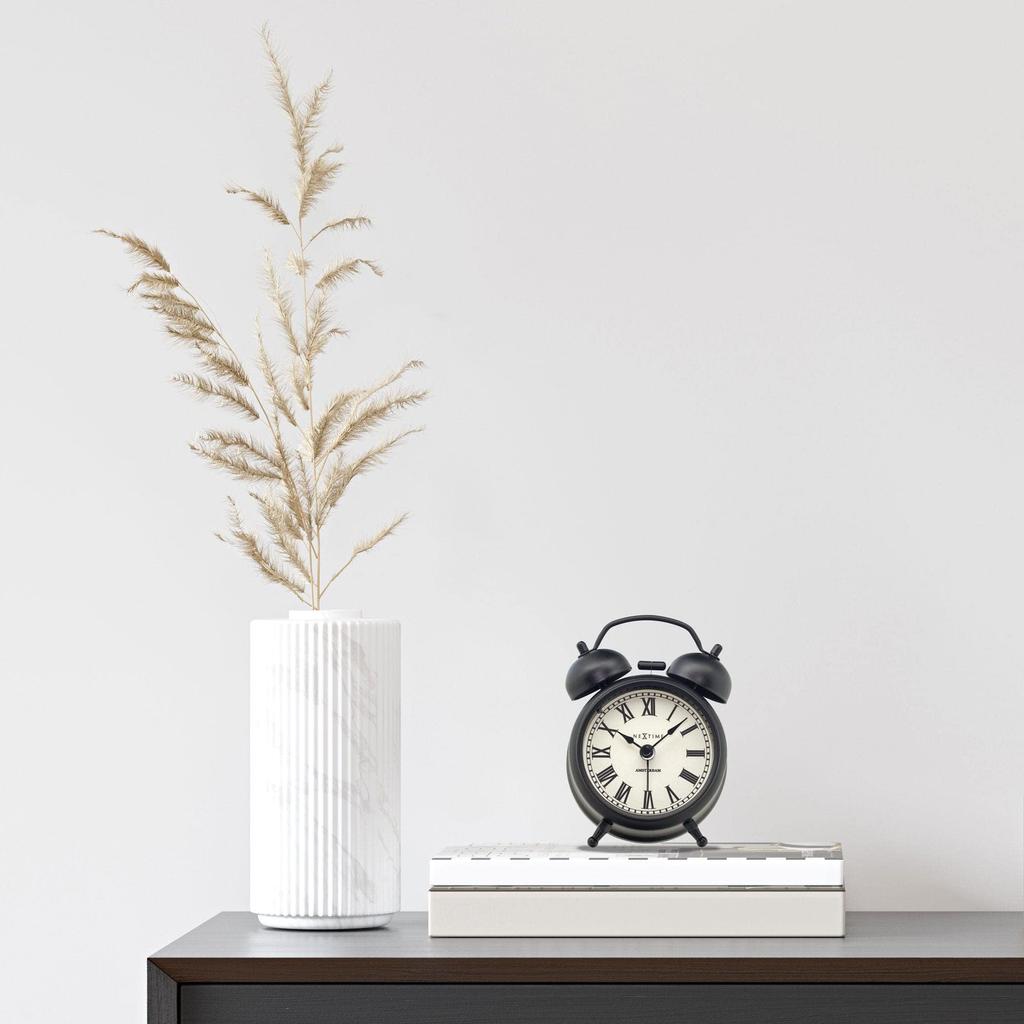 NEXTIME Table Amsterdam Small Alarm Clock, Stylish, Quiet Bell, European Design, Compact, Cool, Perfect for the Bedroom