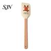 Practical Christmas Gifts for Bakers Silicone Spatula with Wooden Handle, Tree/Snowman/Santa Claus/Elk Pattern Hanging Hole Decor, Heat Resistant