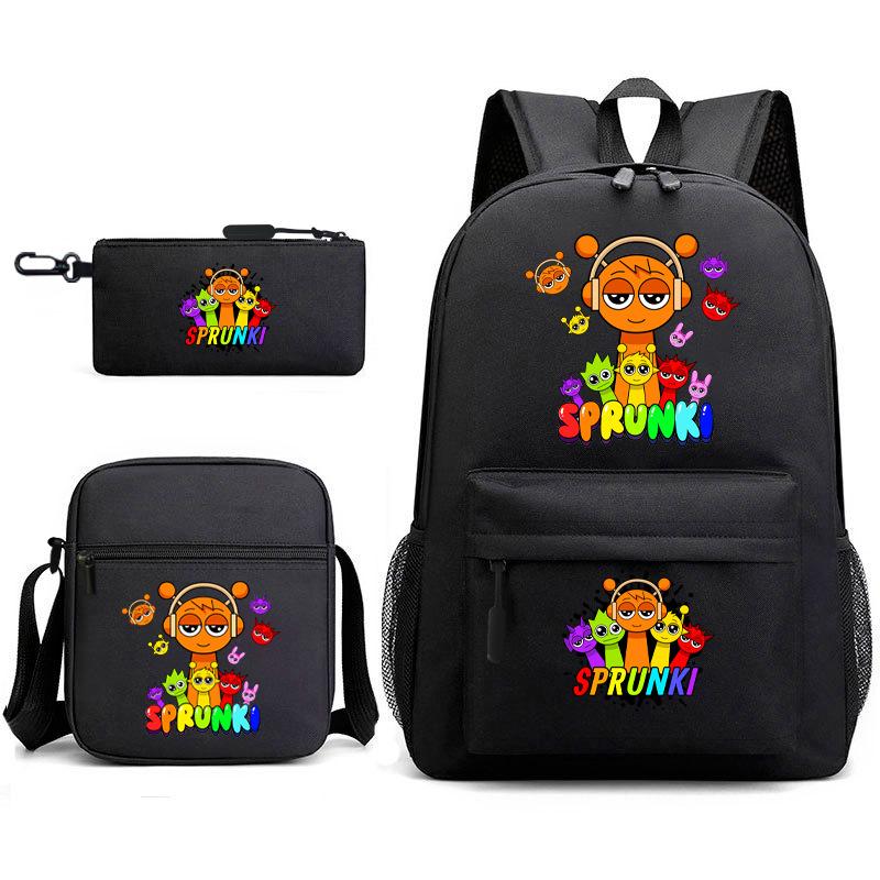 Rhythm box peripheral schoolbag sprunki cartoon starry sky backpack 3-piece set