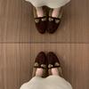 Suede Retro Velvet Warm Cotton Shoes Female Autumn and Winter Fairy Wind Mary Jane Fluffy Shoes Female