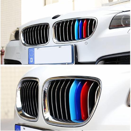 Tricolored Grille ert Trims Compatible With BMW 2010-2016 F10 F11 5 Series 528i 535i 550i with Standard Center Chrome Kidney Grill (10 Beams), NOT