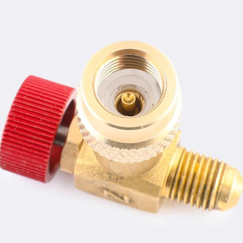 Brass 90 Degree Right Angle HVAC Charging Safety Valves for R22 32 R410 HVAC Systems Liquid Safety Valves