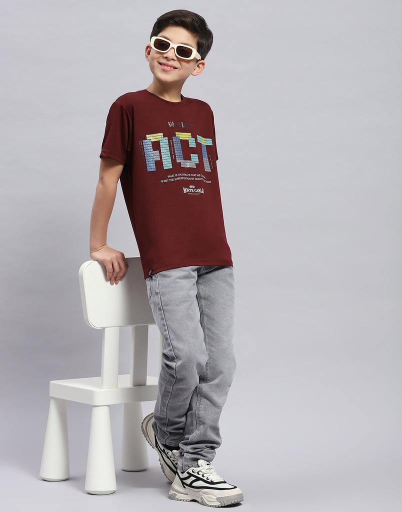 Monte Carlo Boy Regular Fit Maroon Tshirt