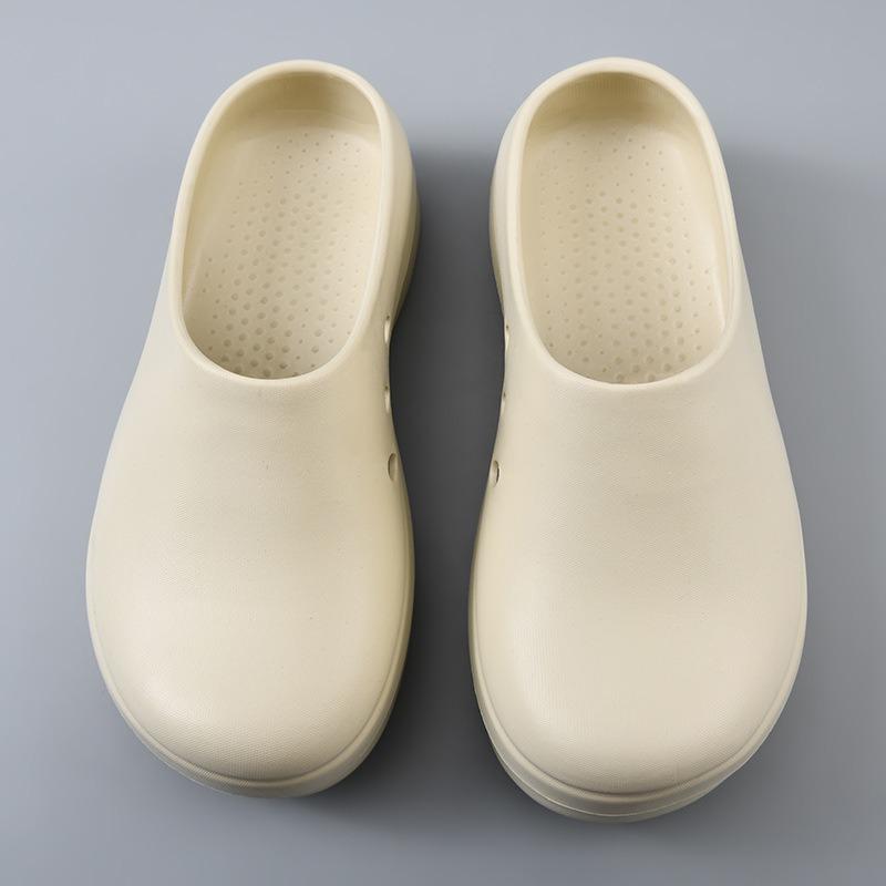 Large size 44-45 beach shoes men's chef shoes one-word sandals thick sole height increase couple