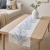 High Quality Embroidered Table Linen Floral Runner Elegant Dining Cover White Rustic Scratch Resistant Runner with Tassels for Home Wedding
