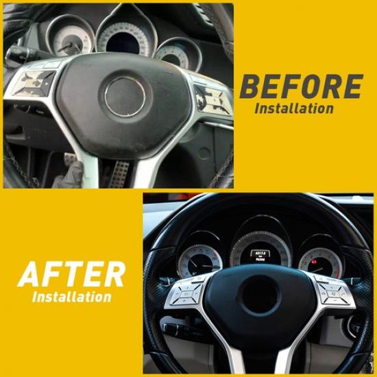 Chrome Steering Button Wheel Cover Trim Fit Benz Mercedes C E Class W204 12-16