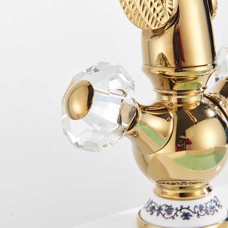 Brass Gold Black Swan Basin Faucet Deck Mounted Bathroom Faucet Hot and Cold Water Mixer Tap Bath Water Faucet Basin Faucet Taps