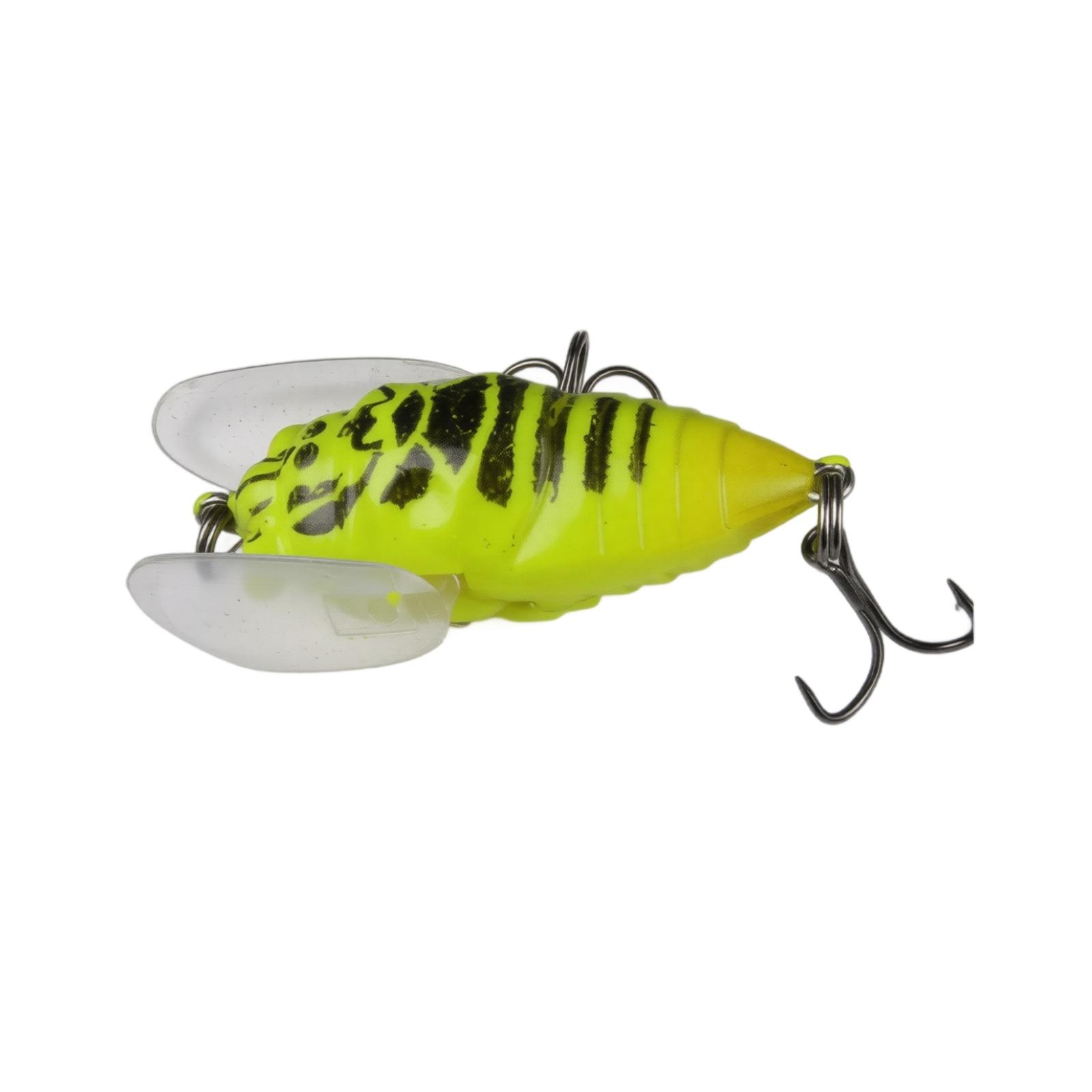 

Soft Wing Bionic Cicada Fishing Lure Surface Water Bass Pike Lure with Dual Treble Hooks for Freshwater Fishing one size
