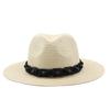 Summer men's and women's straw hats ins fashion black bead sun hats Panama straw hats retro bohemian sun hats