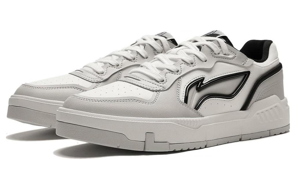 Li Ning Qingchao Synthetic Leather Slip Resistant Abrasion Resistant Low Top Skateboard Shoes Men's Light Smoke Gray AGCT009-3