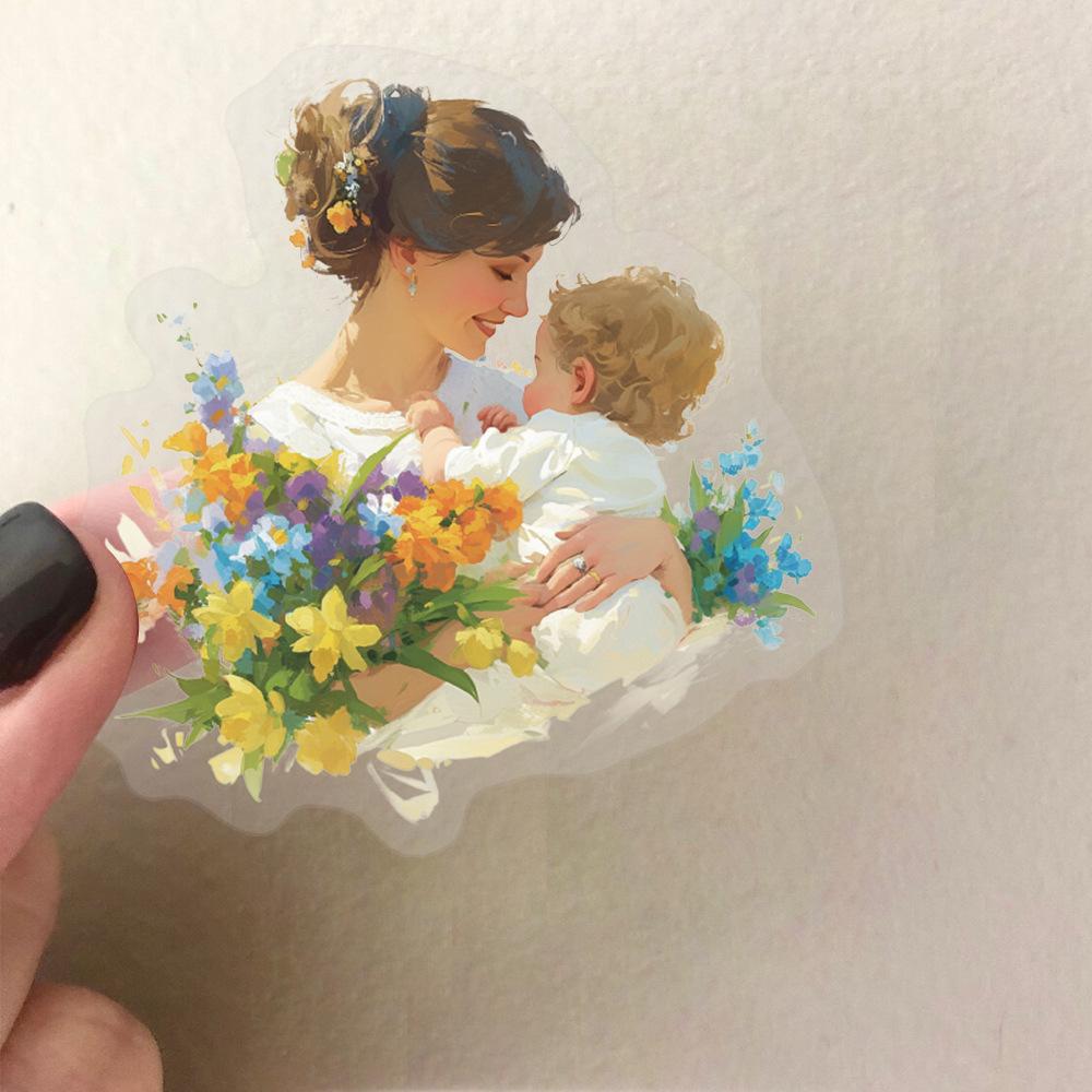 50 Transparent Mother's Day Floral Sticker Packs, Waterproof Transparent PET Journal Material for Guitar Notebook Decoration