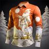 Kerstman Print Lange Mouwen Shirt, Feestelijke Kleding