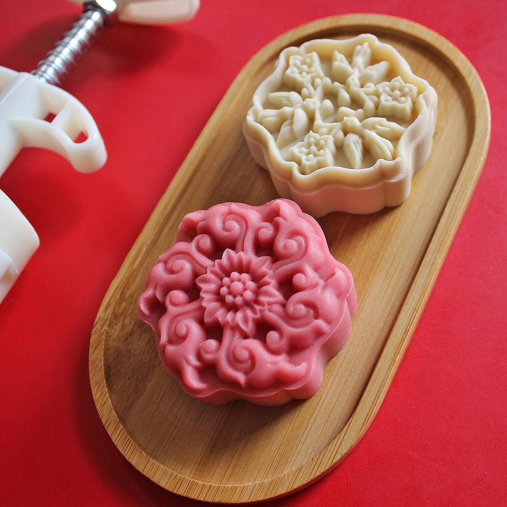 3D Flower Pattern Moon Cake Molds MidAutumn Festival Moon Cake Maker Cookie Stamp Hand Pressure Moon Cake Baking Tool