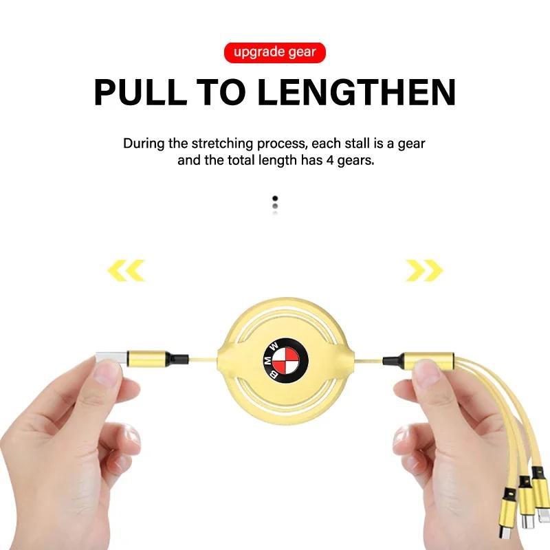 3 In 1 USB Fast Charging Cable Type Multi Charger Cable For BMW E34 E36 E60 E90 E46 E39 E70 F10 F20 F30 X6 X1 M3 M5 M6 F01 F02