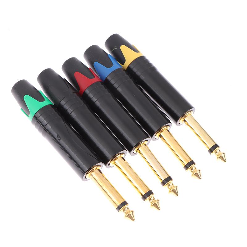 6.35 Mm Gold-Plated Microphone Audio Plug Mute Plug Connector Jack Mono Assembly Microphone Connector Mono Plug