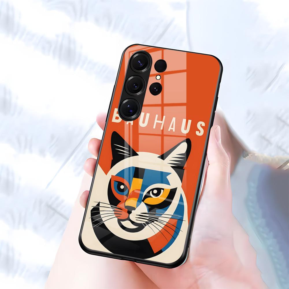 

Абстрактный чехол для телефона в стиле Баухаус для Samsung S26 S25 S24 FE S23 S22 S21 Plus S20 Ultra Note20Ultra Черная стеклянная крышка Galaxy S26 Ultra