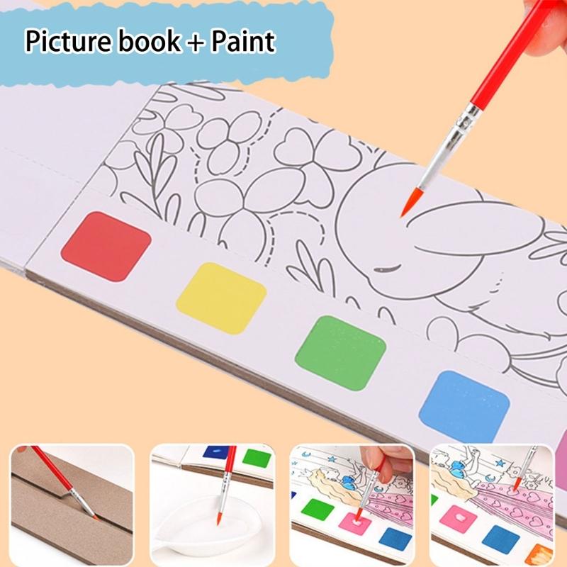 Kids Watercolor Art Sketching Book with Built in Paint and Art Brush For Childrens Beginner Artists Travel Drawing