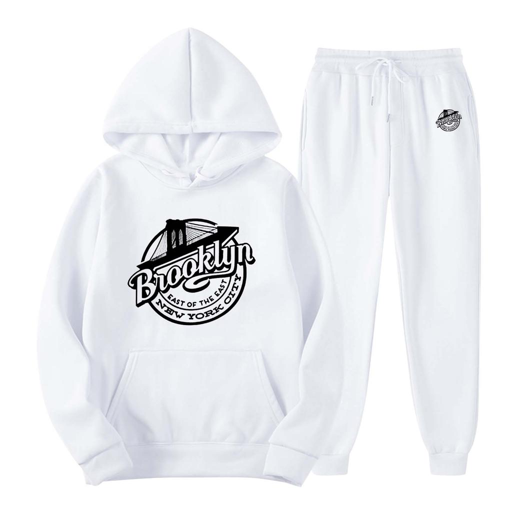 Herren Fleece Kapuzen Sportbekleidung Set, modische Freizeit-Sportbekleidung, Herbst und Winter