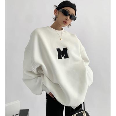 Autumn and Winter Women's Plus Size Fashion Loose Print Letters Round Neck Sweater Padded Sweatshirt