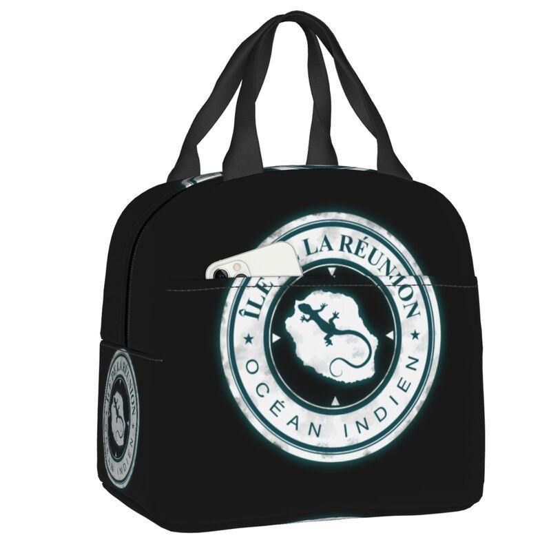 974 Reunion Island Insulated Lunch Bags for Women Maveli Coat of Arms Portable Cooler Thermal Bento Box School