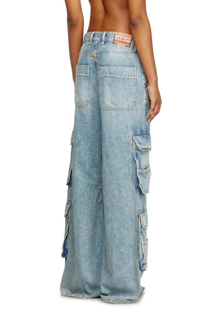Diesel Women's Relaxed D-Sire-Cargo-D Denim Pants, Size L.30, A133170DBCX, 27-inch, Light Indigo Blue, 01