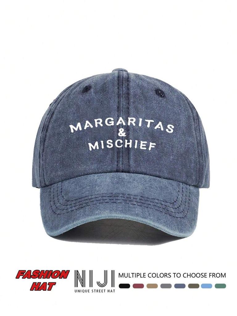 Margaritas & Mischief Graphic Print Baseball Cap Casual Retro Adjustable Sun Hat