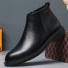 Chelsea boots men's autumn and winter leather velvet short boots British style high-top trendy versatile warm leather boots