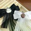 Vintage Edwardian Style Lace Bow Tie Brooch Ribbon Bowknot Suit Collar Corsage Pin Mourning Jewelry Accessory