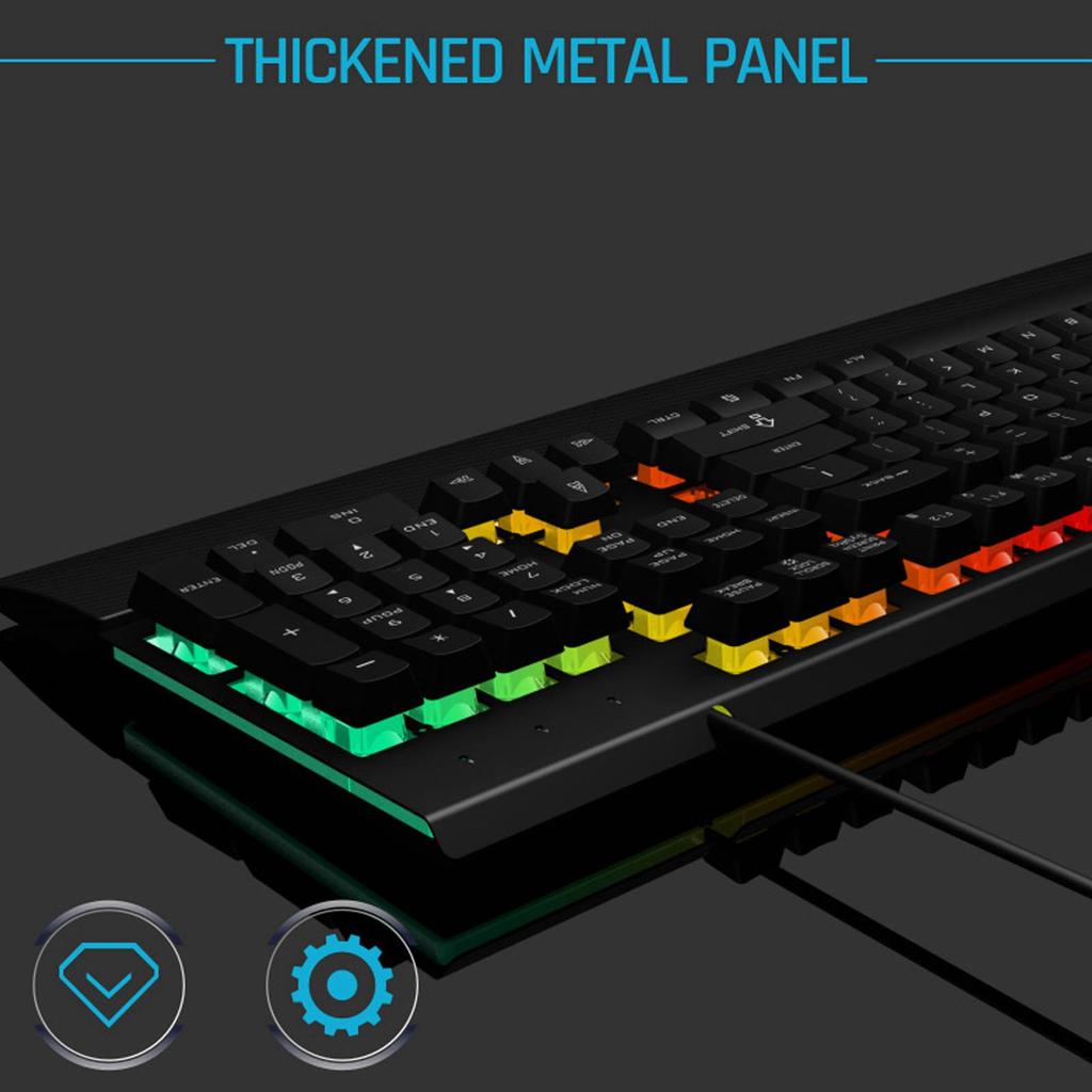 RGB Wired Keyboard with Wrist Rest 104 Keys Clr Characters Good Resilience Mechanical Feel Keyboard for   Gaming