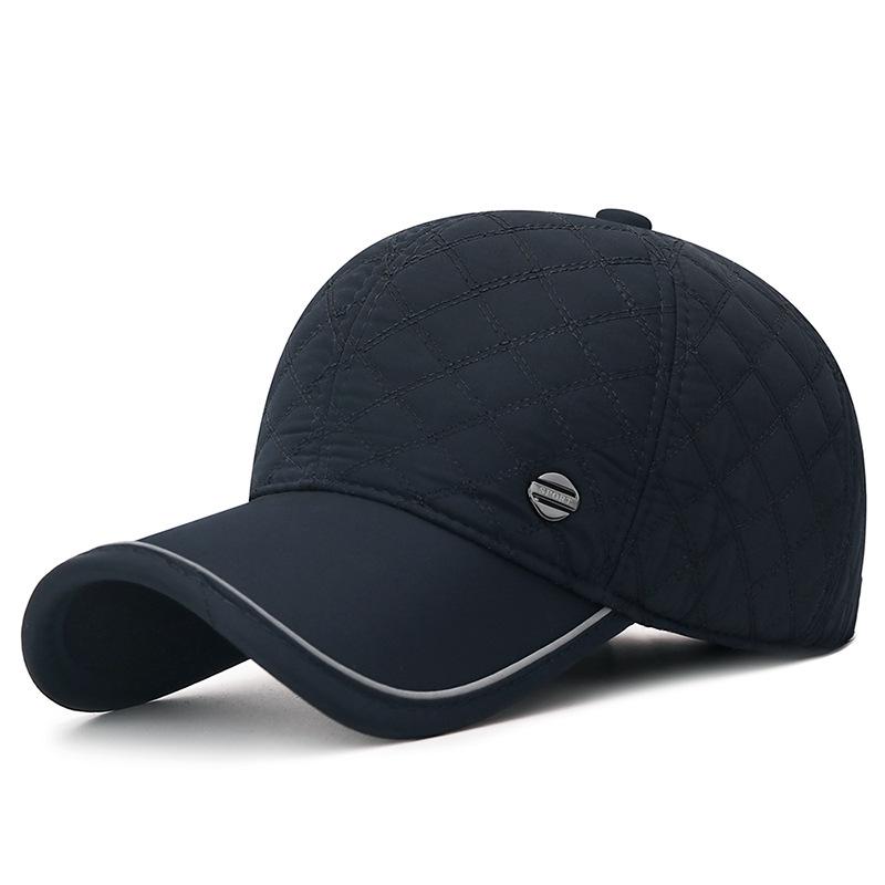 Men's Winter Herringbone Windproof Earflap Baseball Cap - Adjustable, Warm, Casual Cotton Hat for Middle-Aged and Elderly