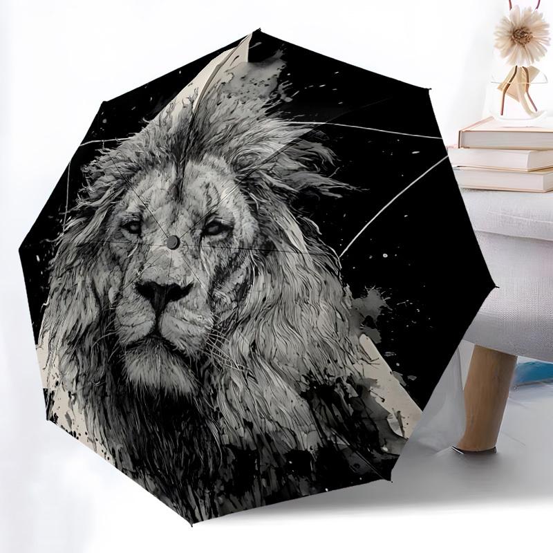 1pc Lioness Automatic Opening/Closing Umbrella with Operation & Windproof Canopy - Folding Design, Holiday Gift yy260225132