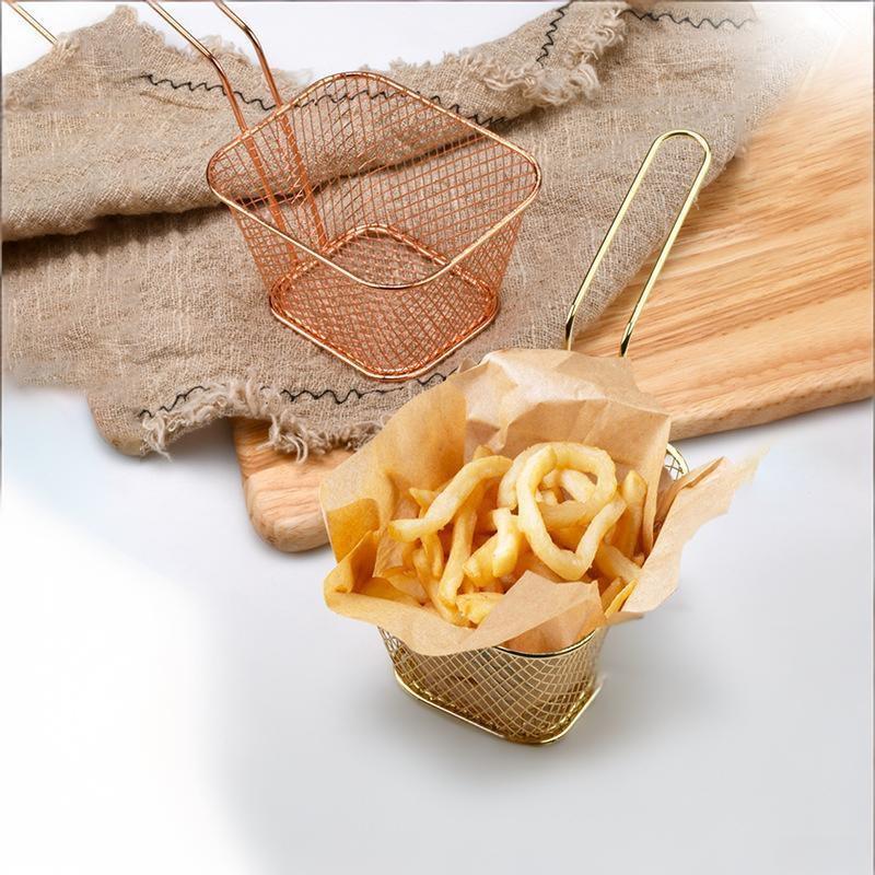 Pommes Frites Korb Tragbar Edelstahl Pommes Mini Frittierkorb Sieb Fritteuse Küche Kochkorb Sieb Zubehör
