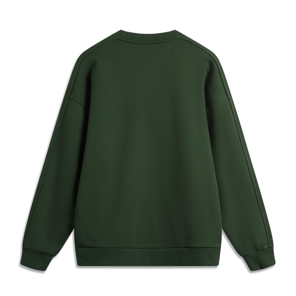 Li Ning Sports Lifestyle Series Bokstavtrykk Komfortabel Varm Allsidig Casual Langermet Genser Unisex genser Sjøgressgrønn AWDU979-5