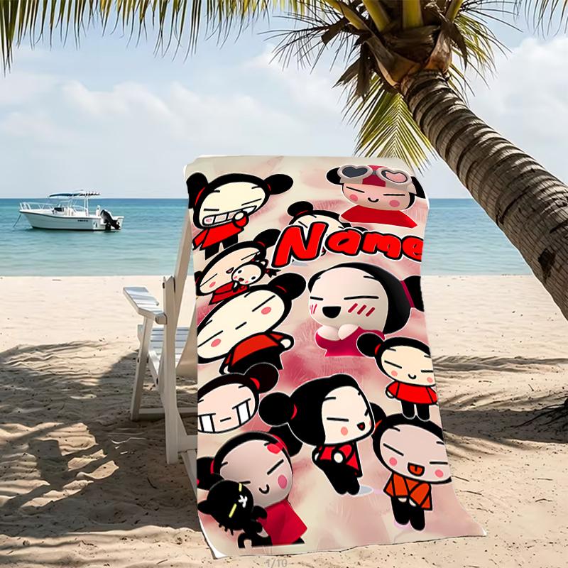 Customizable personalized beach towels Pucca themed designs.Suitable for the beach, yoga, sports;ideal as beach accessories