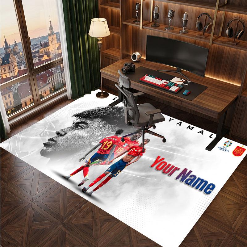 Tappeto in Velluto di Cristallo Personalizzato Lamine Yamal, Stampa Testo Nome Personalizzato, Logo Calcio Tappetino Morbido Antiscivolo Decorazione Casa Regalo